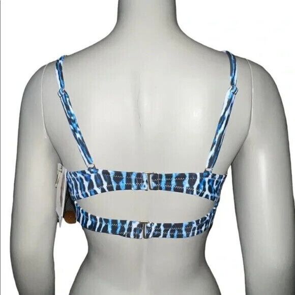 Jessica Simpson Sassy Safari Cami Bikini Top Navy Animal Print Cut Out Med NWT - Picture 3 of 8